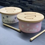 Kids Concept 1000152 - Kinder Musikinstrument Mini Trommel Holz in Rosa Pink personalisiert Name